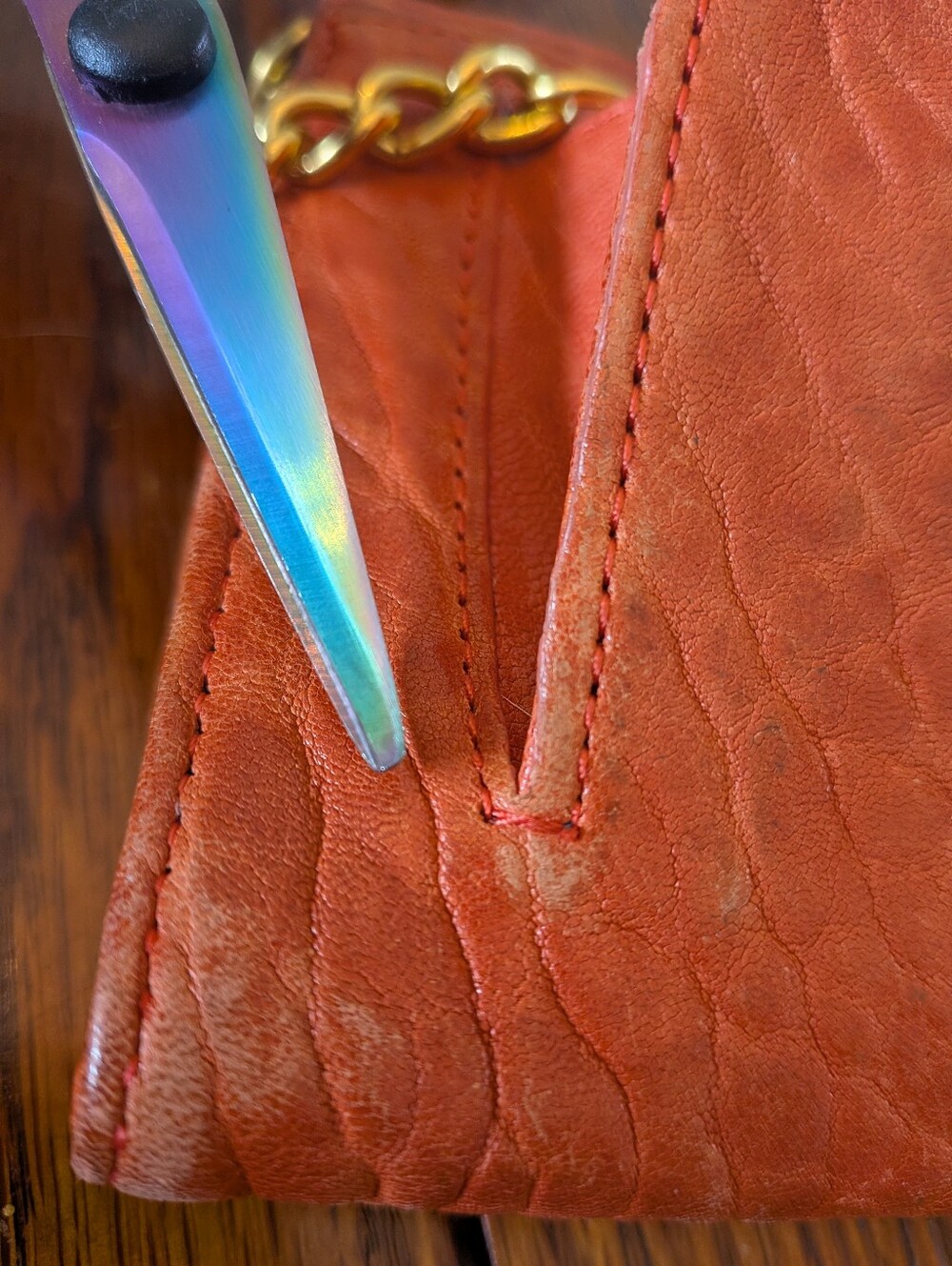 Rebecca Minkoff Mini MAC Crossbody – Rare Orange Ostrich Embossed Leather - Picture 13 of 15